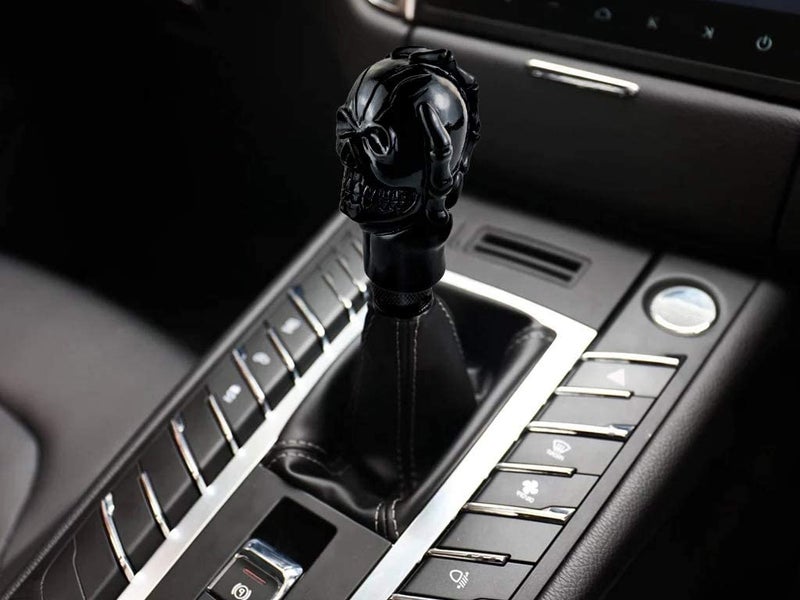 Lunsom Skull Gear Lever Shifter Knob Resin Bone Car Transmission Shifter Stick Handle Head Fit Most Automatic Manual Vehicles (Black) - Image 3